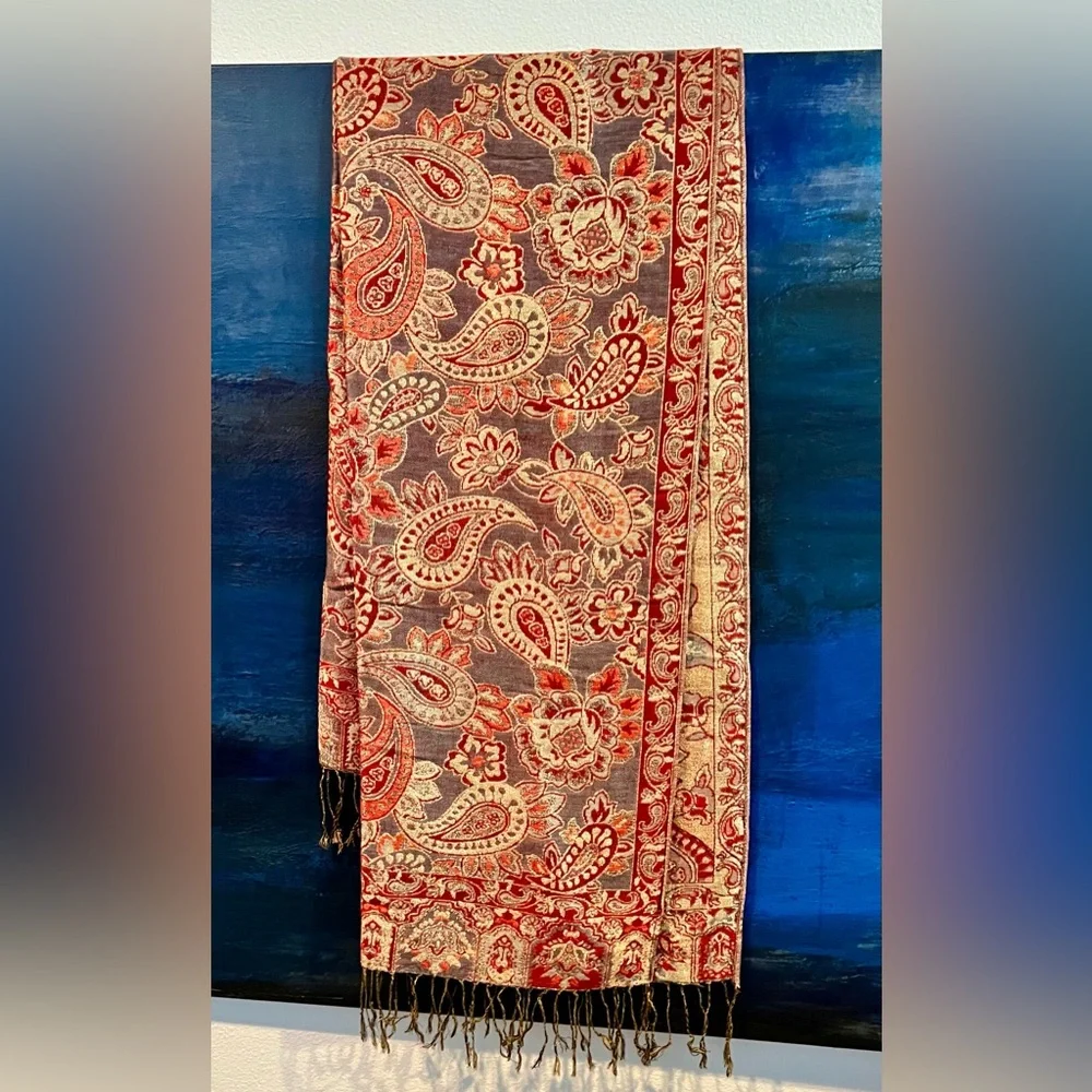 NWOT Paisley Pashmina Silk Wrap - Picture 1 of 6